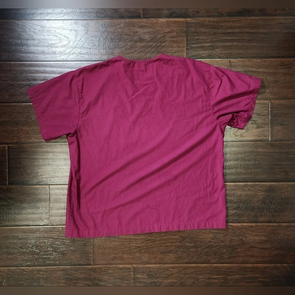 Healthcare Scrubs Red Wine Color Large Top Unisex Casual - Picture 5 of 6